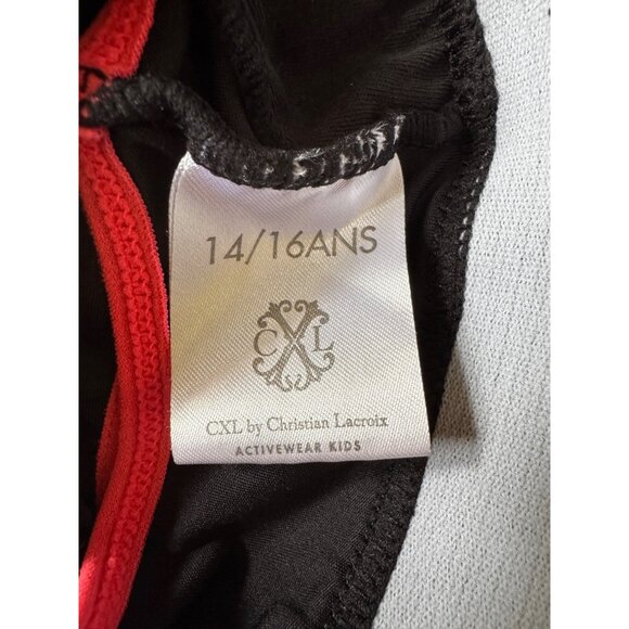 Cxl By Christian Lacroix Black Pink‎ Trim Sports Bra Active Wear Kids Teen 14/16 - Picture 3 of 4